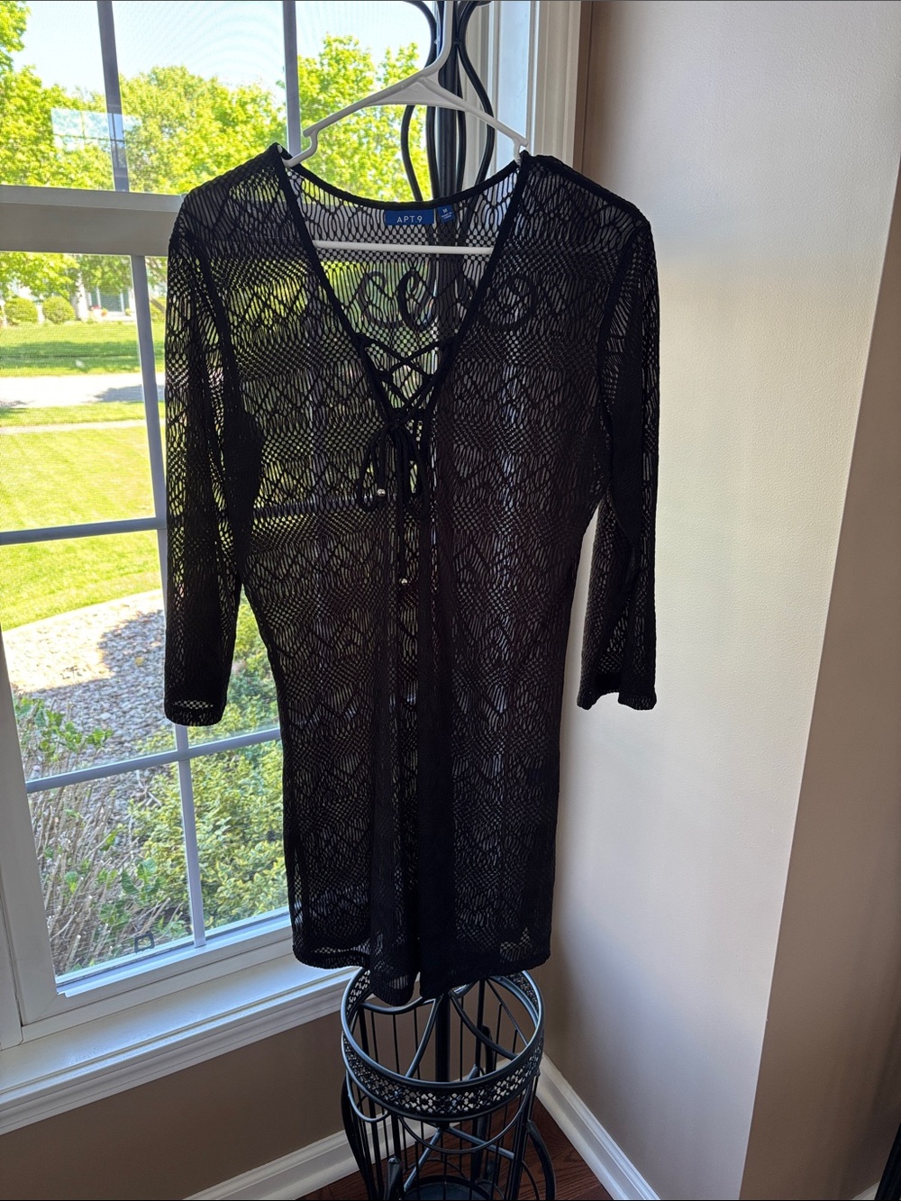 Apt. 9 Black Crochet Tie-Front Cover-Up